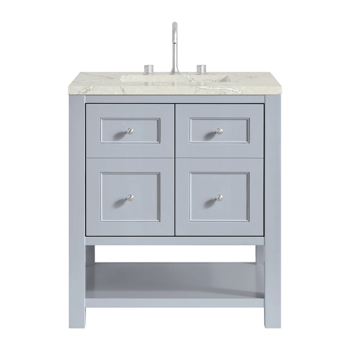 Breckenridge 30" Single Vanity, Serenity Blue, w/ 3 CM Victorian Silver Quartz Top