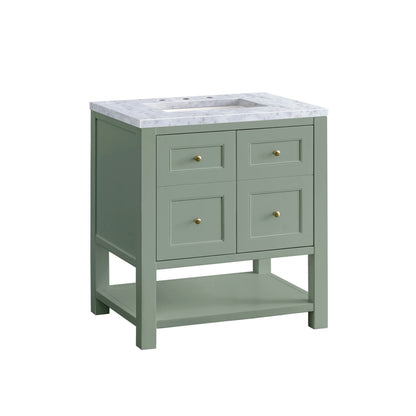 Breckenridge 30" Single Vanity, Smokey Celadon w/ 3 CM Carrara Marble Top, view 10
