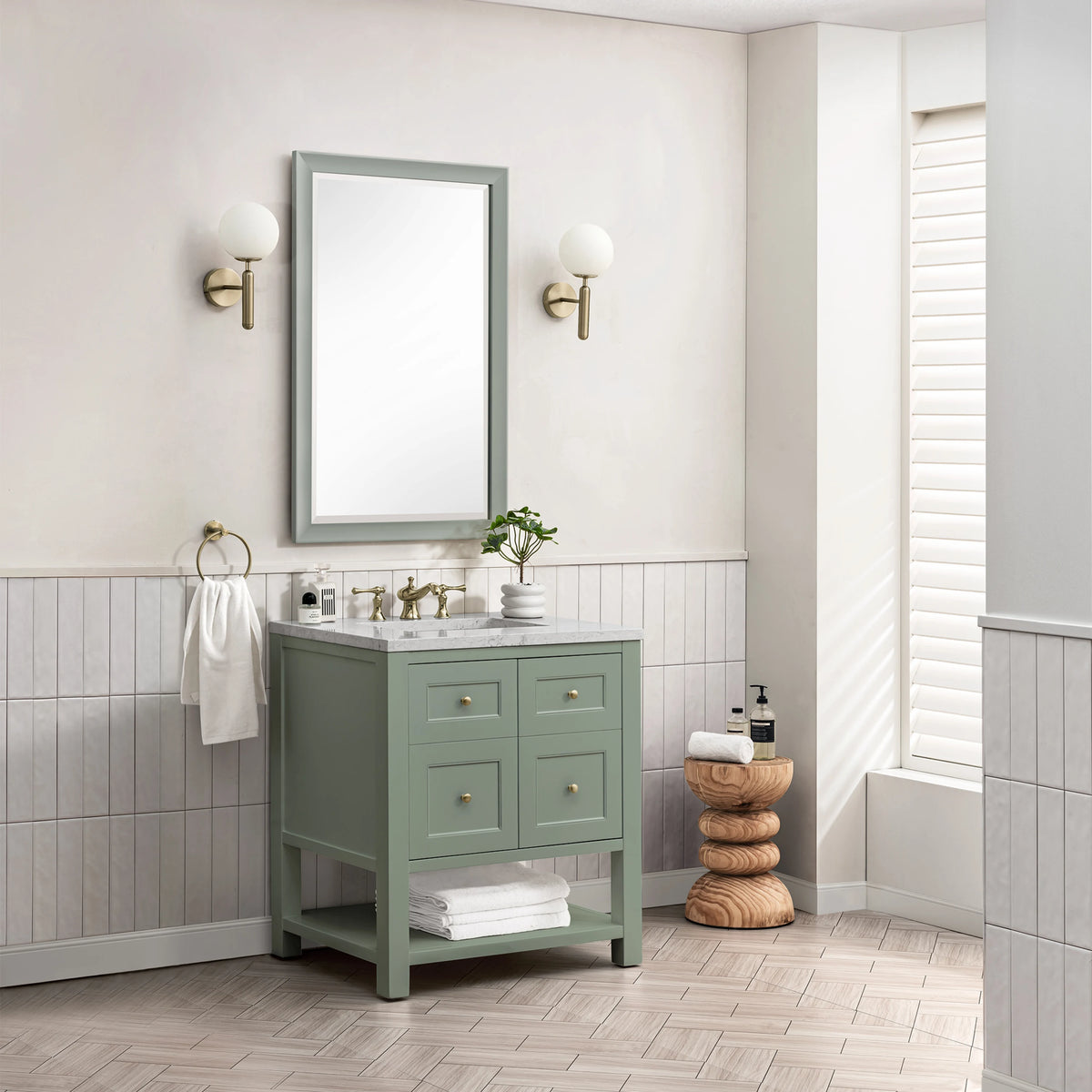 Breckenridge 30" Single Vanity, Smokey Celadon w/ 3 CM Eternal Jasmine Pearl Top, view 3
