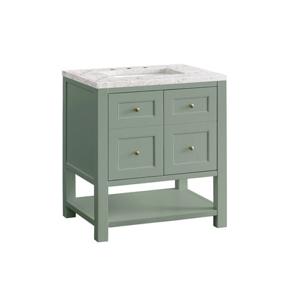 Breckenridge 30" Single Vanity, Smokey Celadon w/ 3 CM Eternal Jasmine Pearl Top, view 7
