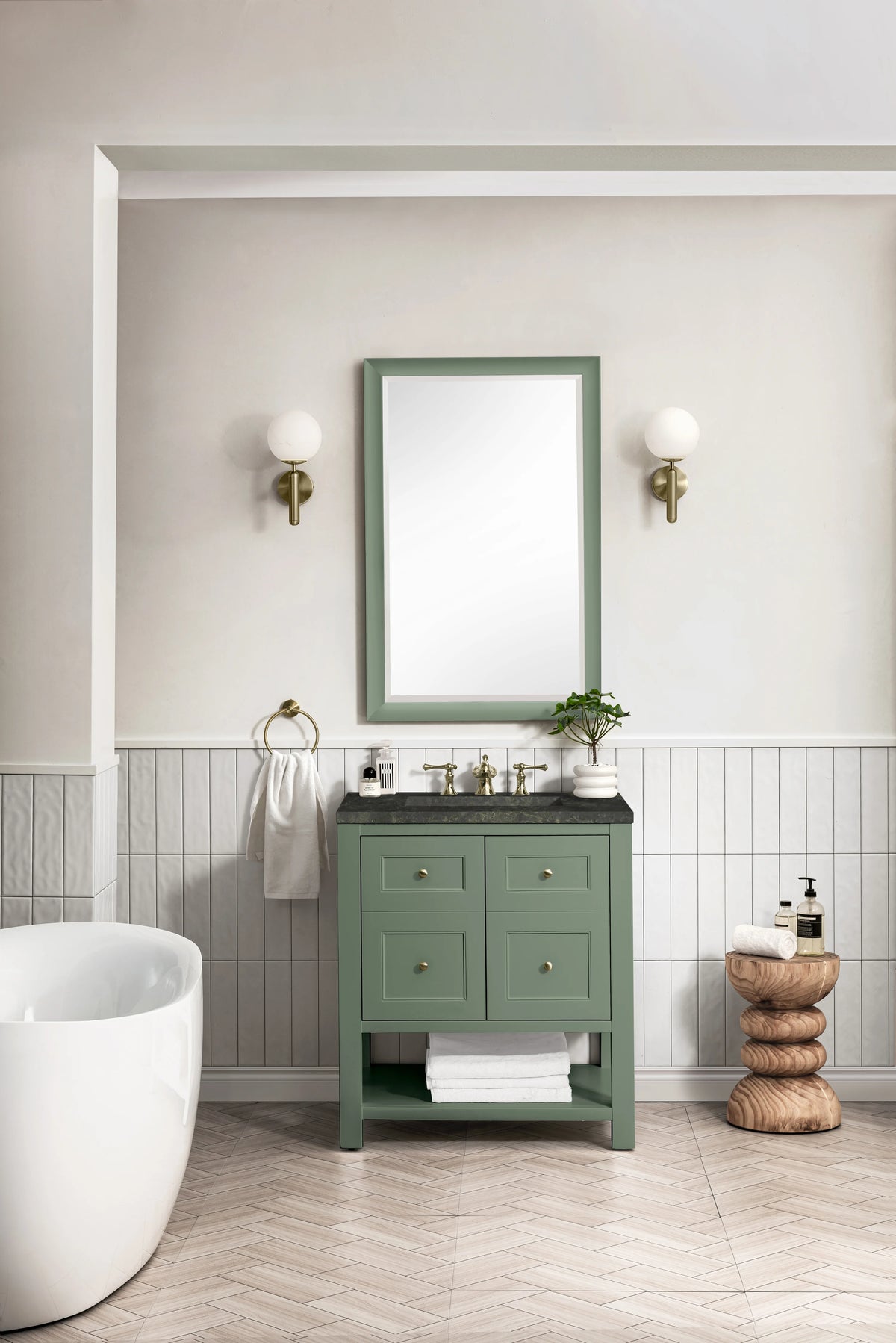 Breckenridge 30" Single Vanity, Smokey Celadon, w/ 3 CM Phantome Eclos Top, view 3