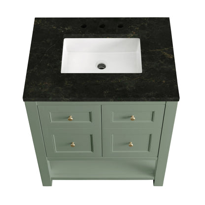 Breckenridge 30" Single Vanity, Smokey Celadon, w/ 3 CM Phantome Eclos Top, view 7