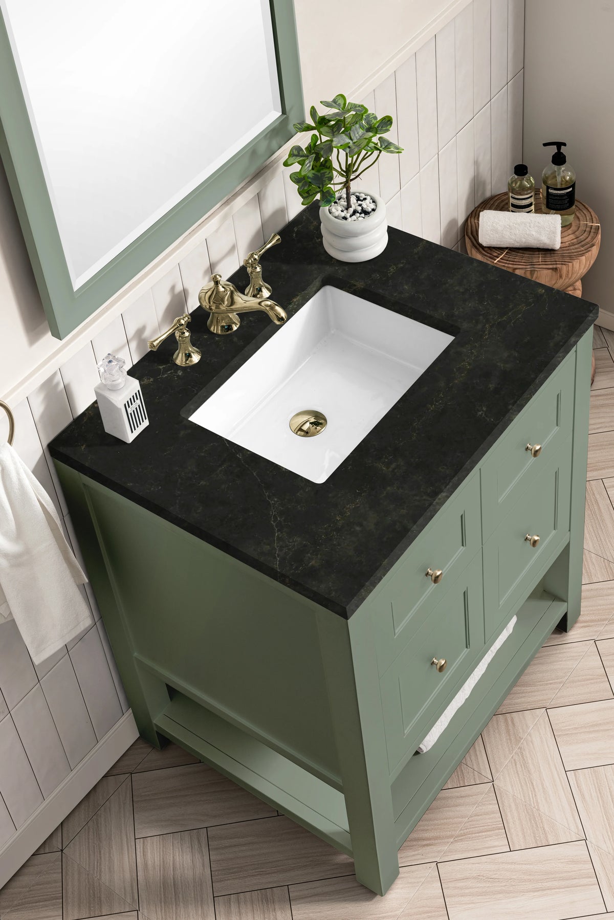 Breckenridge 30" Single Vanity, Smokey Celadon, w/ 3 CM Phantome Eclos Top, view 9