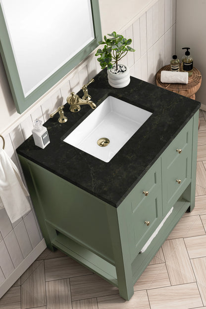 Breckenridge 30" Single Vanity, Smokey Celadon, w/ 3 CM Phantome Eclos Top, view 9