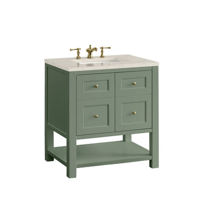 Breckenridge 30" Single Vanity, Smokey Celadon, w/ 3 CM Siberian Silestone Top, view 13