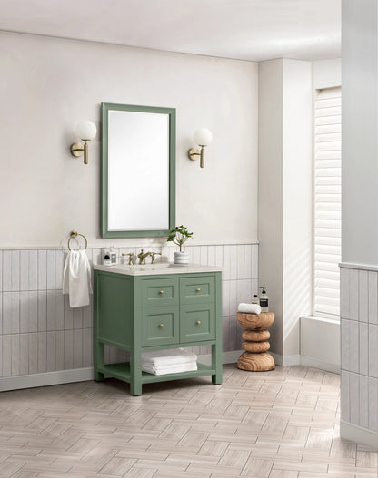 Breckenridge 30" Single Vanity, Smokey Celadon, w/ 3 CM Siberian Silestone Top, view 4