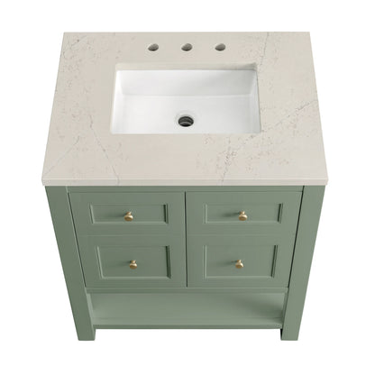 Breckenridge 30" Single Vanity, Smokey Celadon, w/ 3 CM Siberian Silestone Top, view 7