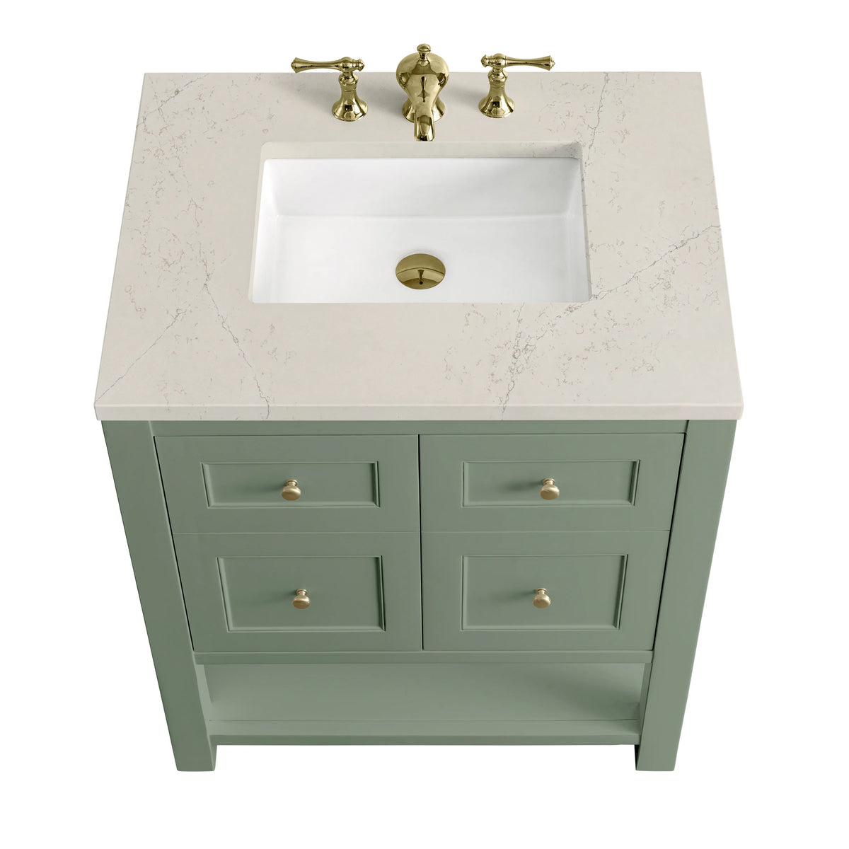 Breckenridge 30" Single Vanity, Smokey Celadon, w/ 3 CM Siberian Silestone Top, view 8