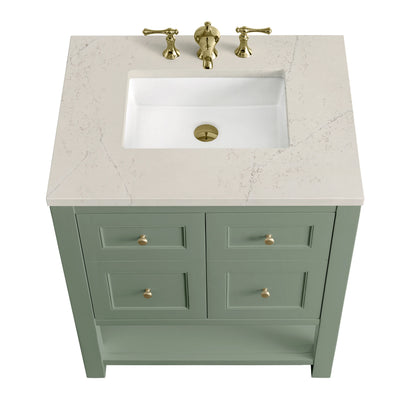 Breckenridge 30" Single Vanity, Smokey Celadon, w/ 3 CM Siberian Silestone Top, view 8