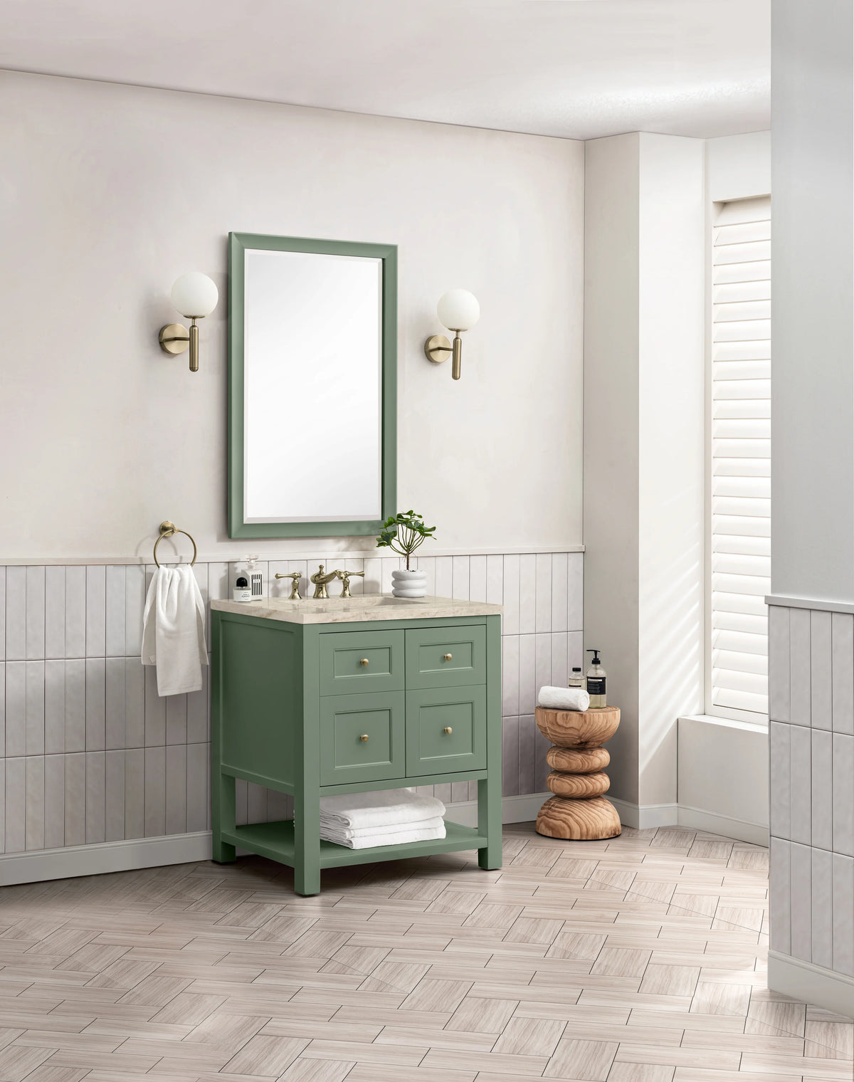 Breckenridge 30" Single Vanity, Smokey Celadon, w/ 3 CM Tajnar Eclos Top, view 4