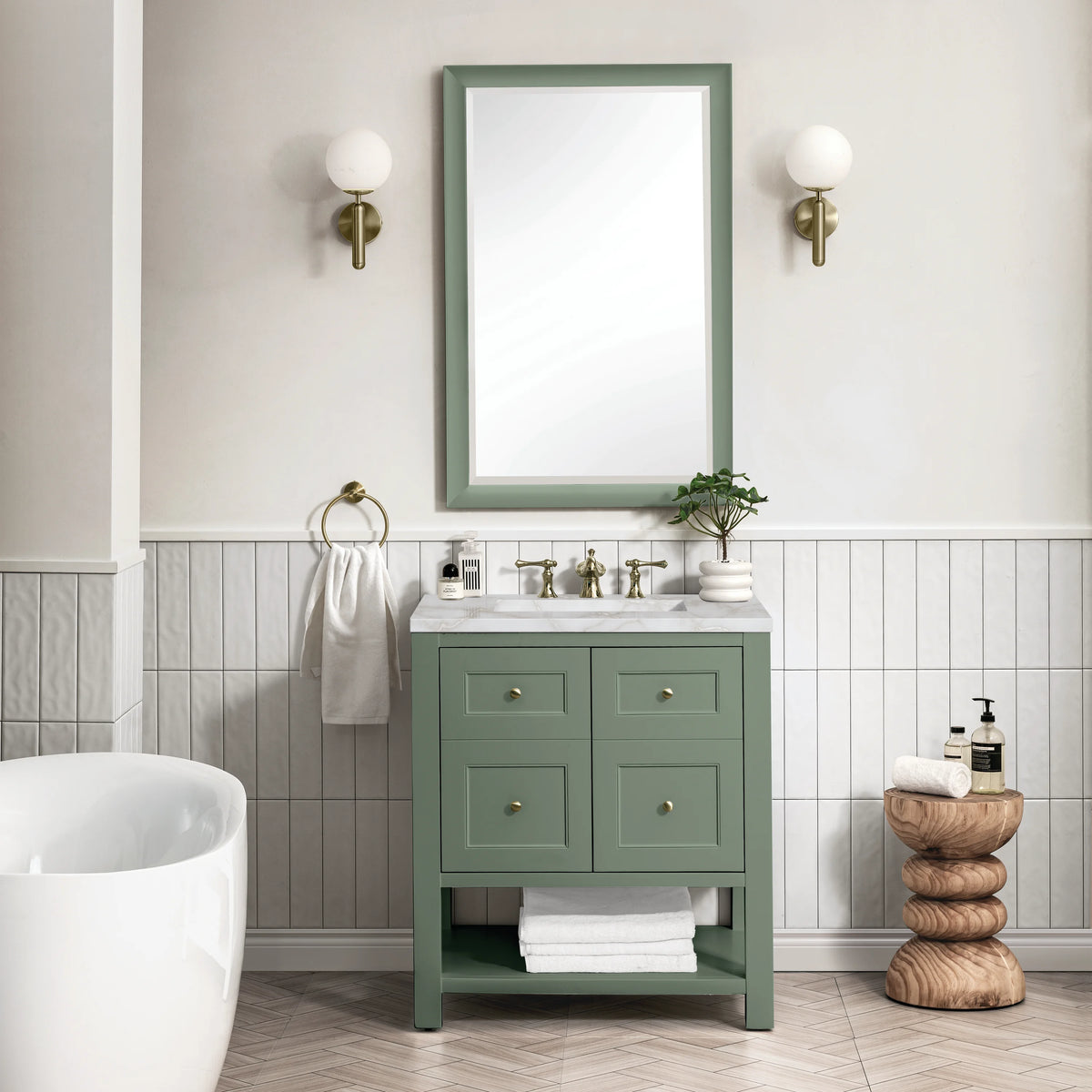 Breckenridge 30" Single Vanity, Smokey Celadon w/ 3 CM Victorian Silver Top, view 3