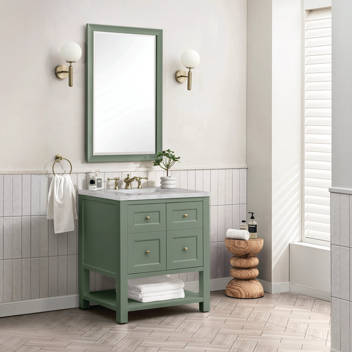 Breckenridge 30" Single Vanity, Smokey Celadon w/ 3 CM Victorian Silver Top, view 4