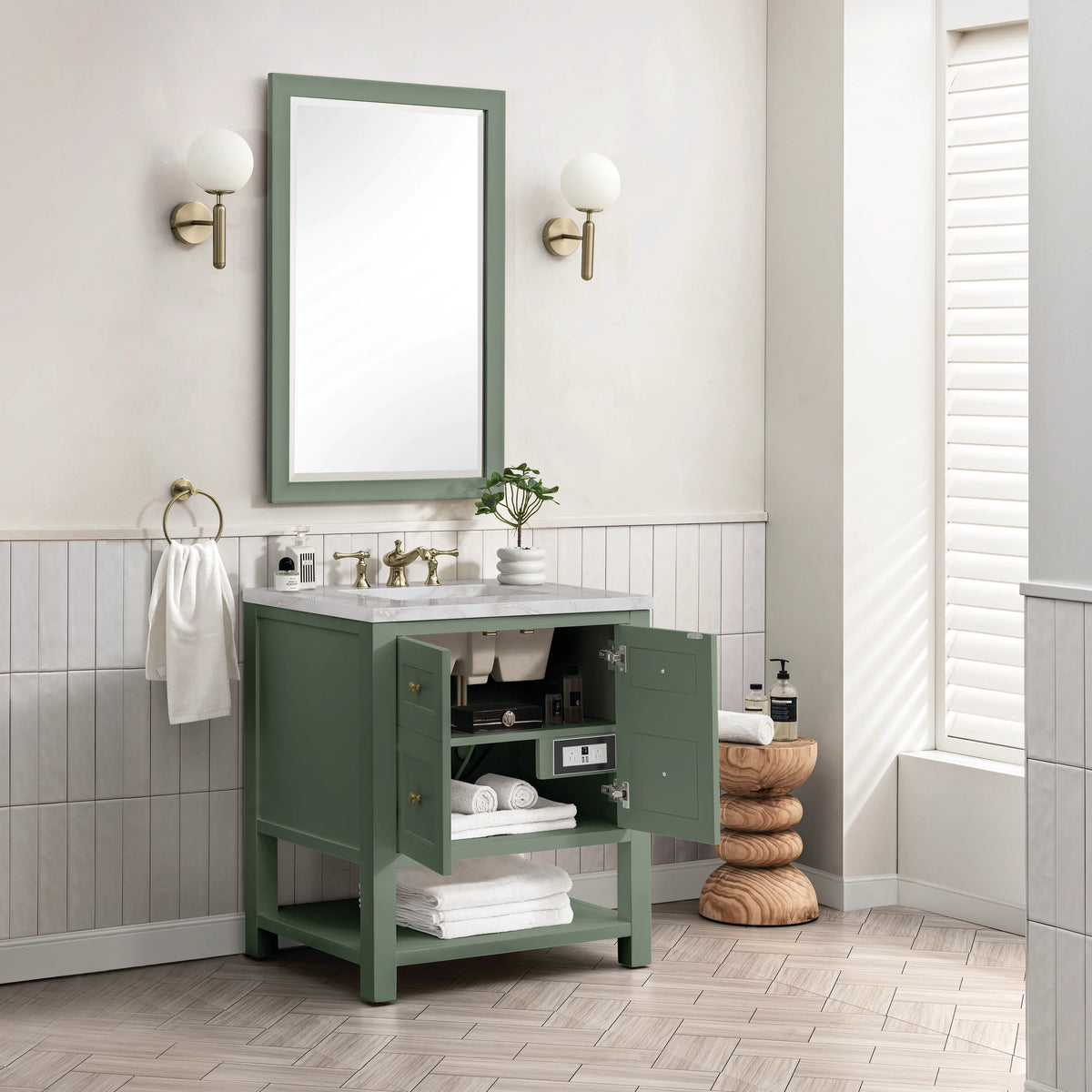 Breckenridge 30" Single Vanity, Smokey Celadon w/ 3 CM Victorian Silver Top, view 5