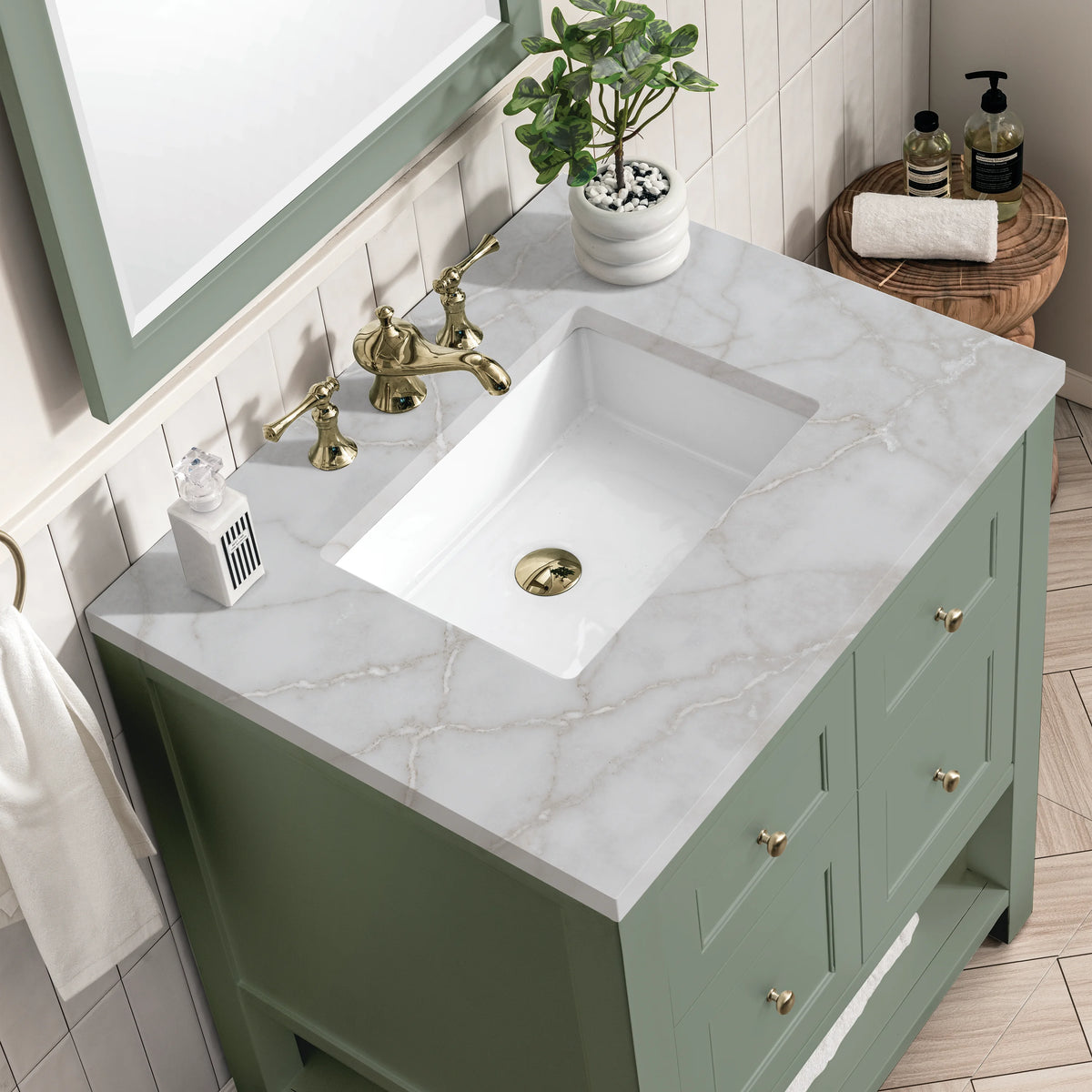 Breckenridge 30" Single Vanity, Smokey Celadon w/ 3 CM Victorian Silver Top, view 7