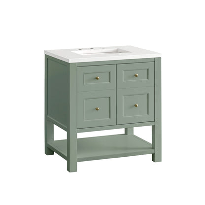 Breckenridge 30" Single Vanity, Smokey Celadon w/ 3 CM White Zeus Top, view 13
