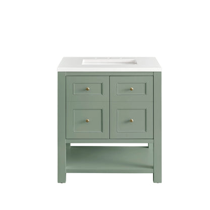 Breckenridge 30" Single Vanity, Smokey Celadon w/ 3 CM White Zeus Top, view 2