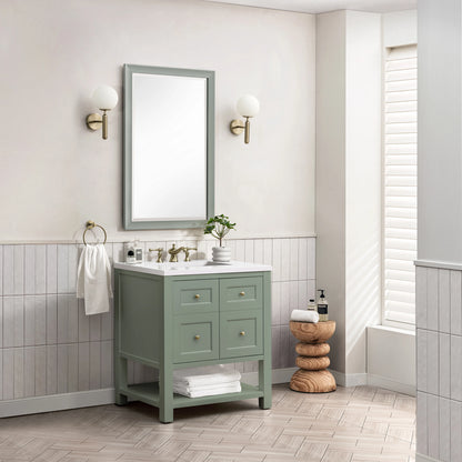 Breckenridge 30" Single Vanity, Smokey Celadon w/ 3 CM White Zeus Top, view 5
