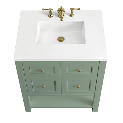 Breckenridge 30" Single Vanity, Smokey Celadon w/ 3 CM White Zeus Top, view 8