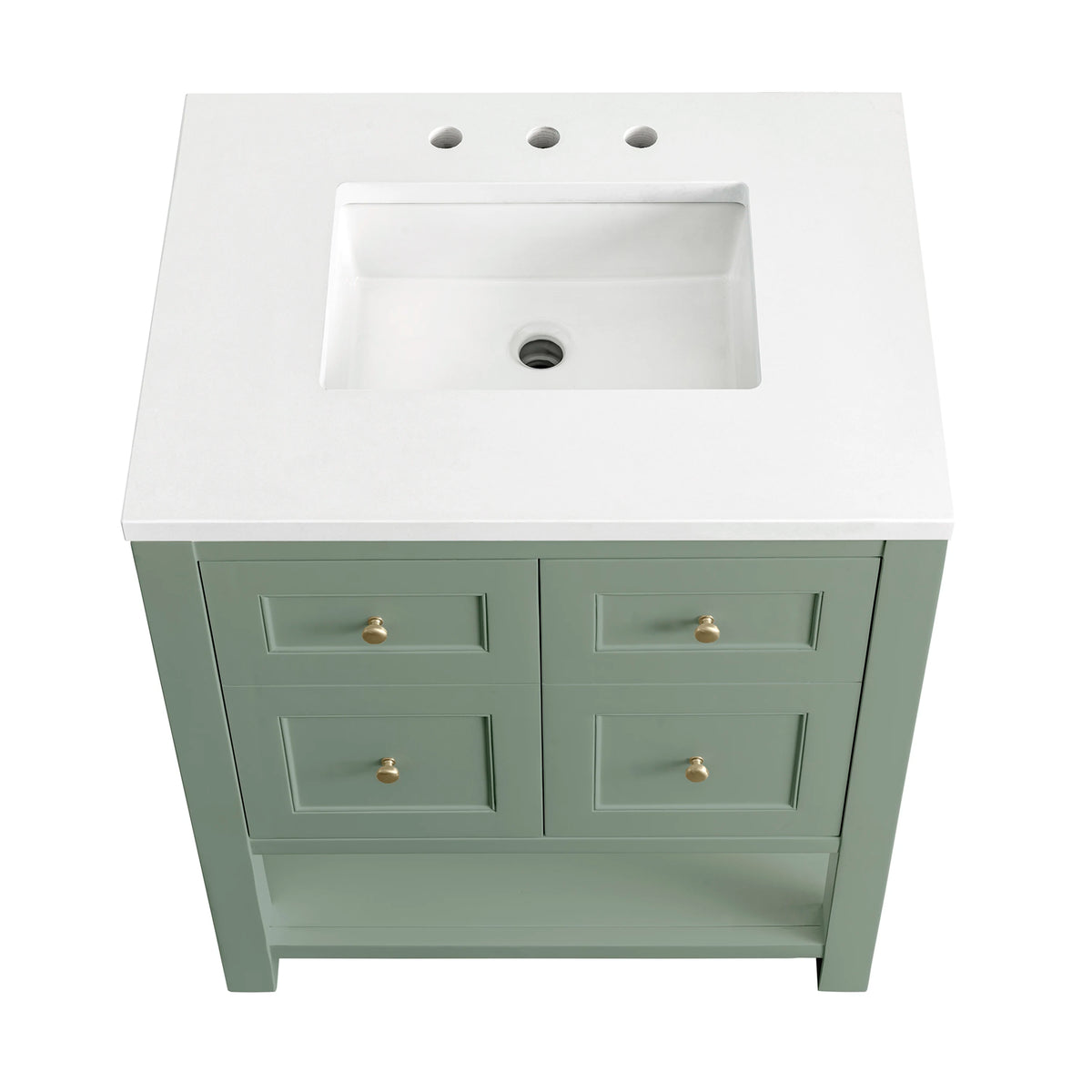 Breckenridge 30" Single Vanity, Smokey Celadon w/ 3 CM White Zeus Top, view 9