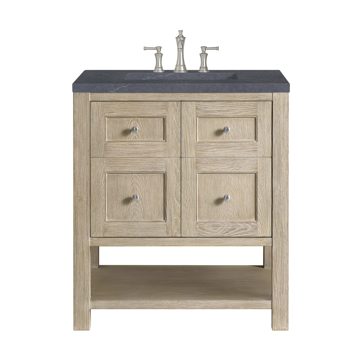 Breckenridge 30" Single Vanity, Whitewashed Oak w/ 3 CM Charcoal Soapstone Silestone Top