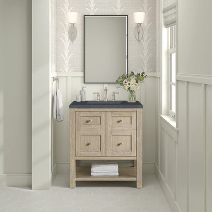 Breckenridge 30" Single Vanity, Whitewashed Oak w/ 3 CM Charcoal Soapstone Silestone Top, view 3