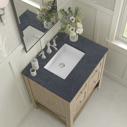 Breckenridge 30" Single Vanity, Whitewashed Oak w/ 3 CM Charcoal Soapstone Silestone Top, view 7