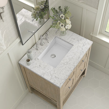 Breckenridge 30" Single Vanity, Whitewashed Oak w/ 3 CM Eternal Jasmine Pearl Silestone Top, view 7