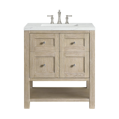 Breckenridge 30" Single Vanity, Whitewashed Oak w/ 3 CM Ethereal Noctis Silestone Top