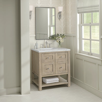 Breckenridge 30" Single Vanity, Whitewashed Oak w/ 3 CM Ethereal Noctis Silestone Top, view 4