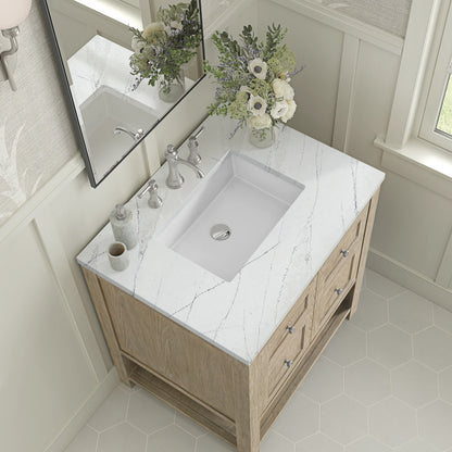 Breckenridge 30" Single Vanity, Whitewashed Oak w/ 3 CM Ethereal Noctis Silestone Top, view 7