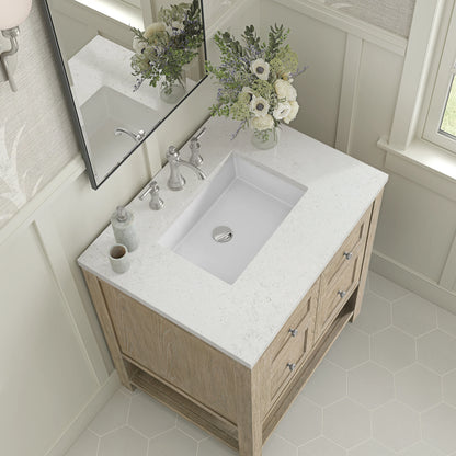 Breckenridge 30" Single Vanity, Whitewashed Oak w/ 3 CM Lime Delight Silestone Top, view 7