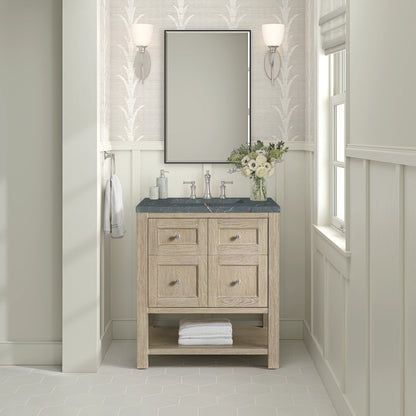 Breckenridge 30" Single Vanity, Whitewashed Oak w/ 3 CM Parisien Bleu Silestone Top, view 3