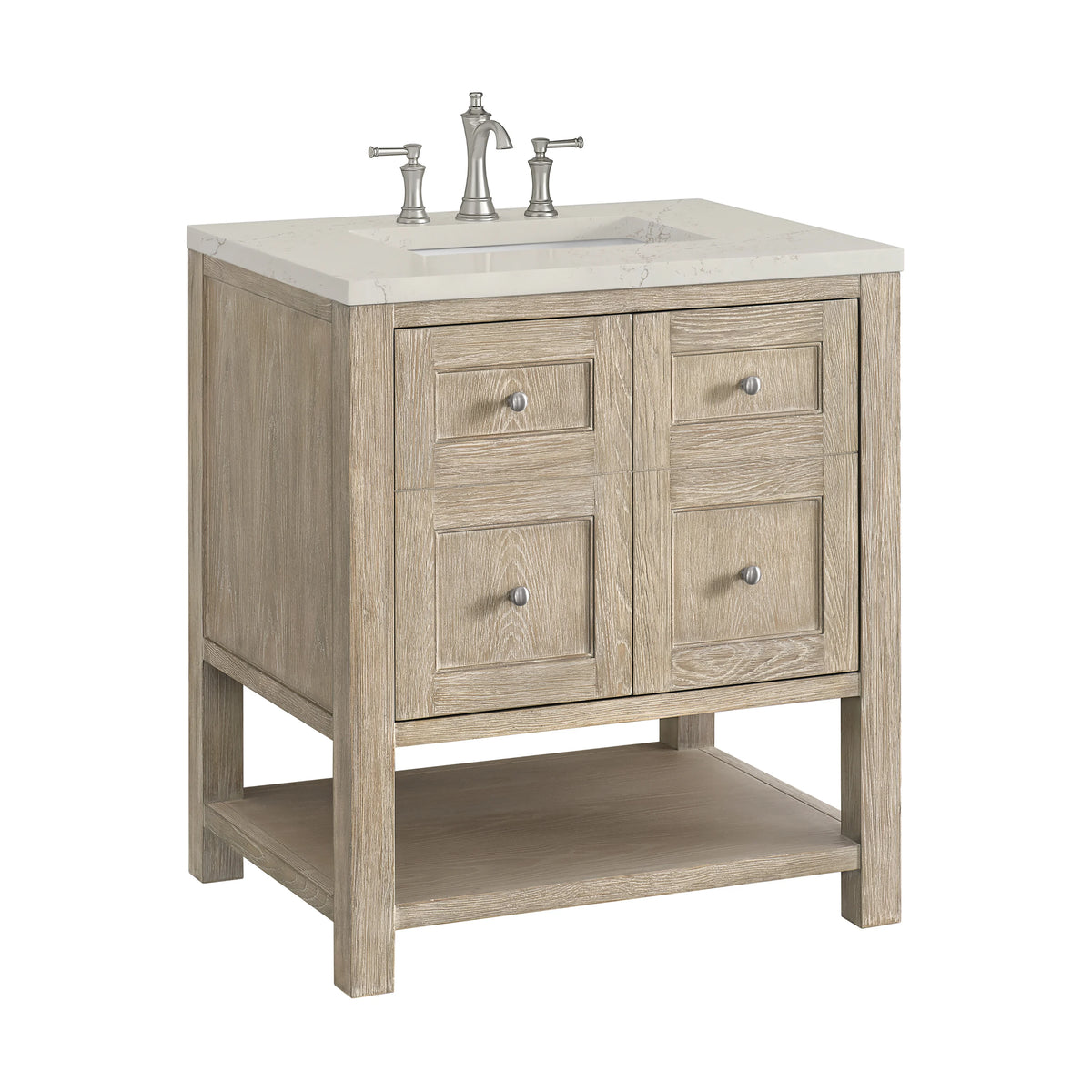 Breckenridge 30" Single Vanity, Whitewashed Oak, w/ 3 CM Siberian Silestone Top, view 9