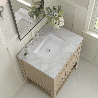 Breckenridge 30" Single Vanity, Whitewashed Oak w/ 3 CM Victorian Silver Silestone Top, view 7