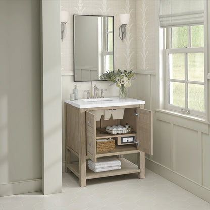 Breckenridge 30" Single Vanity, Whitewashed Oak w/ 3 CM White Zeus Silestone Top, view 5