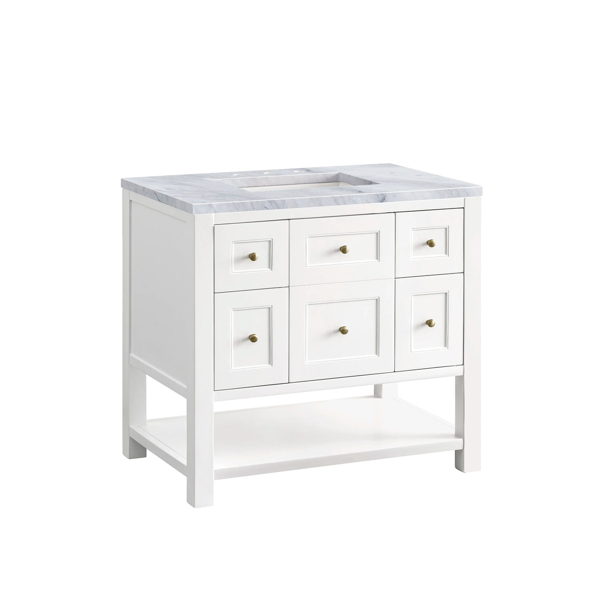 Breckenridge 36" Single Vanity, Bright White w/ 3 CM Carrara Marble Top, view 10