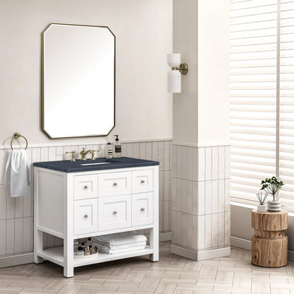 Breckenridge 36" Single Vanity, Bright White w/ 3 CM Charcoal Soapstone Top, view 4