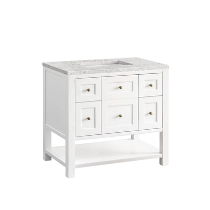 Breckenridge 36" Single Vanity, Bright White w/ 3 CM Eternal Jasmine Pearl Top, view 7