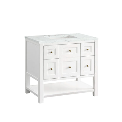 Breckenridge 36" Single Vanity, Bright White w/ 3 CM Ethereal Noctis Top, view 10