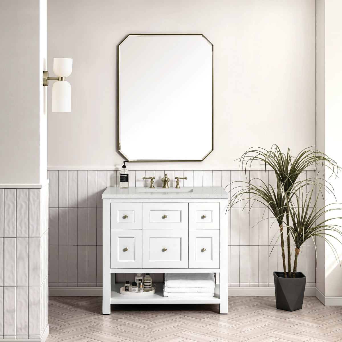 Breckenridge 36" Single Vanity, Bright White w/ 3 CM Lime Delight Top, view 3