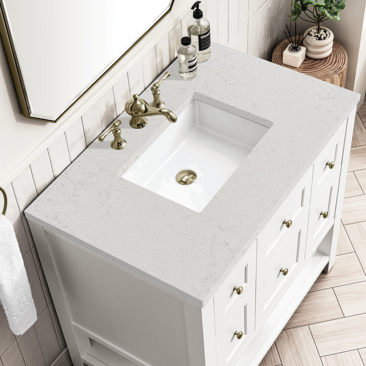 Breckenridge 36" Single Vanity, Bright White w/ 3 CM Lime Delight Top, view 7