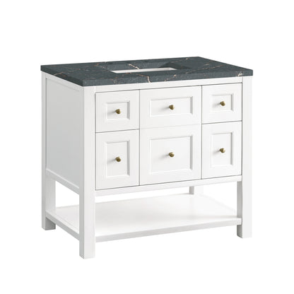 Breckenridge 36" Single Vanity, Bright White w/ 3 CM Parisien Bleu Top, view 10