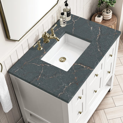 Breckenridge 36" Single Vanity, Bright White w/ 3 CM Parisien Bleu Top, view 7