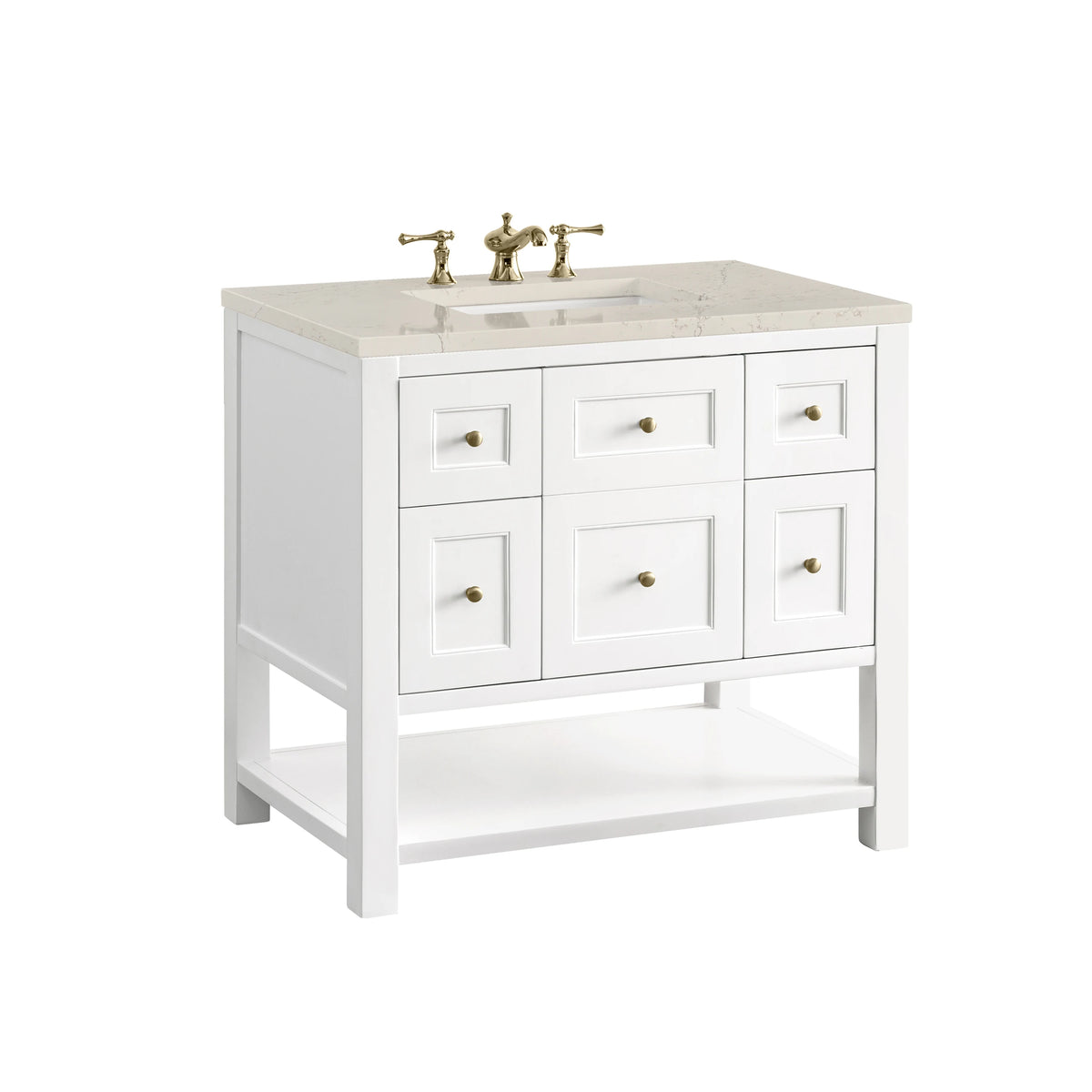 Breckenridge 36" Single Vanity, Bright White, w/ 3 CM Siberian Silestone Top, view 12