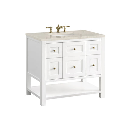 Breckenridge 36" Single Vanity, Bright White, w/ 3 CM Siberian Silestone Top, view 12