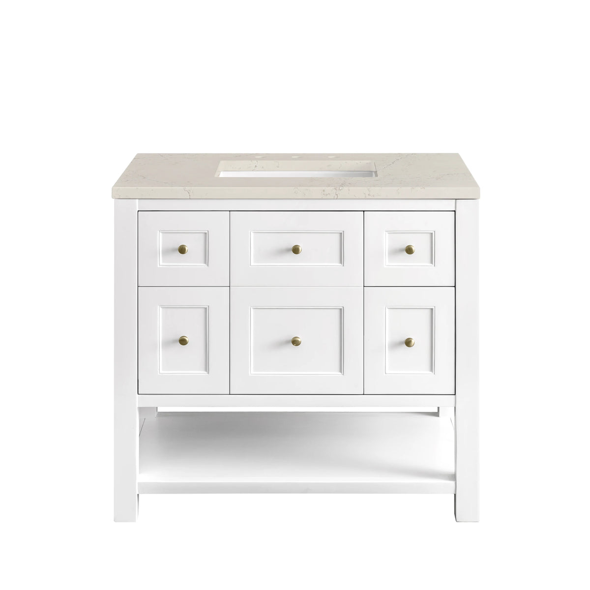 Breckenridge 36" Single Vanity, Bright White, w/ 3 CM Siberian Silestone Top, view 2