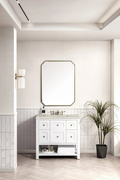 Breckenridge 36" Single Vanity, Bright White, w/ 3 CM Siberian Silestone Top, view 4