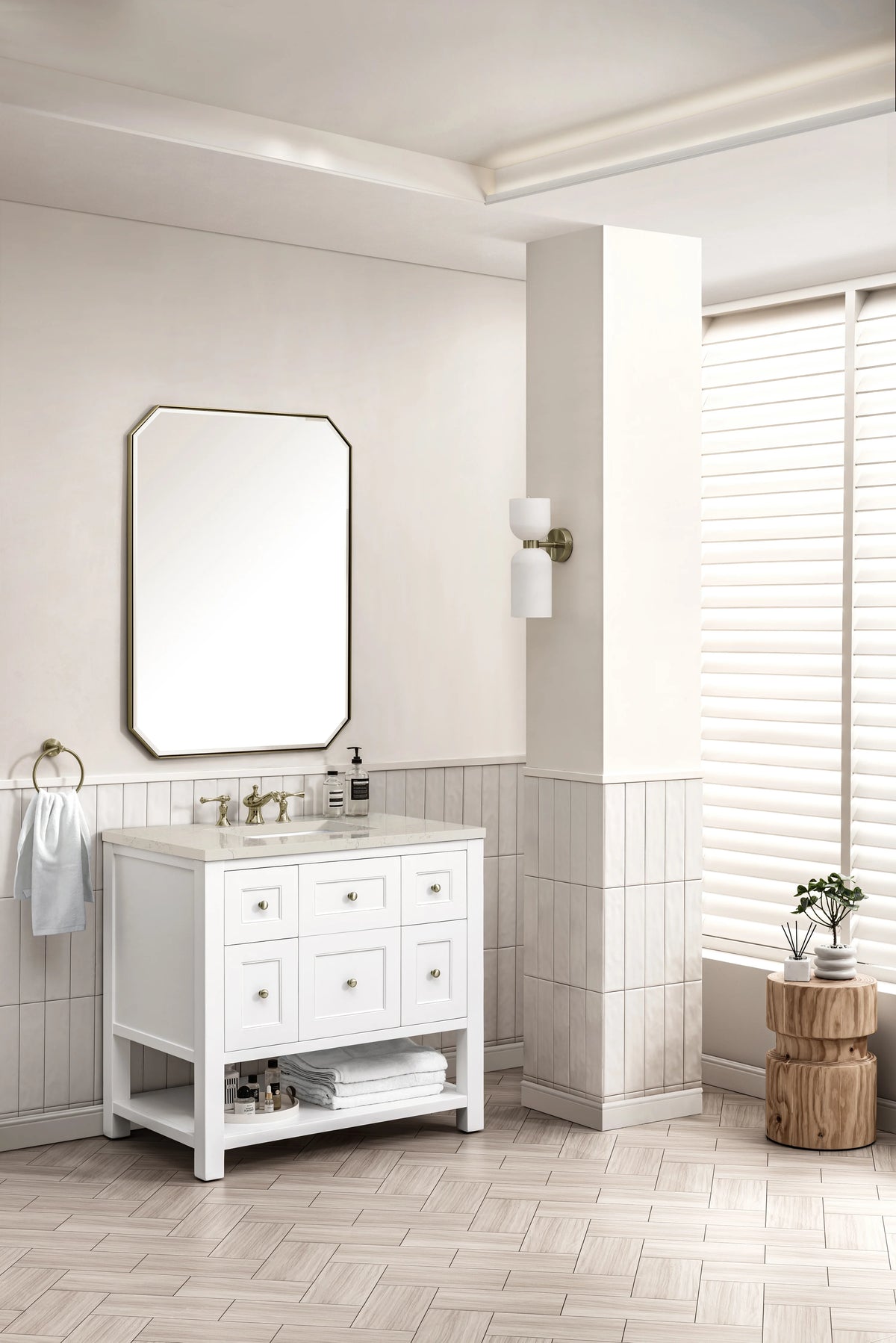 Breckenridge 36" Single Vanity, Bright White, w/ 3 CM Siberian Silestone Top, view 5