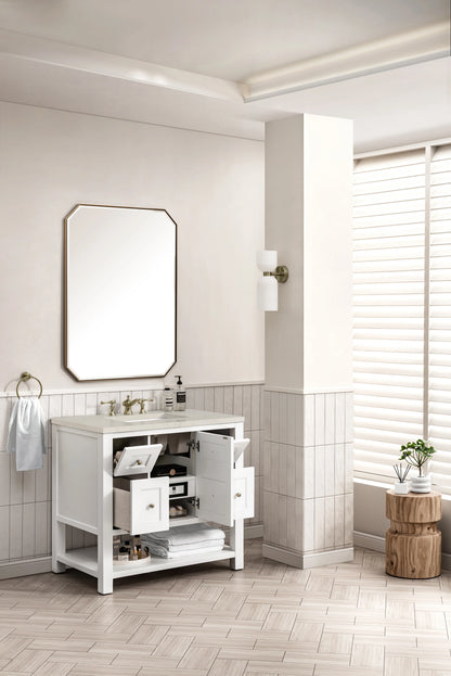 Breckenridge 36" Single Vanity, Bright White, w/ 3 CM Siberian Silestone Top, view 6