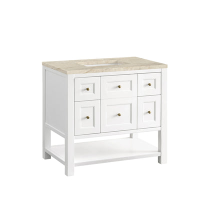 Breckenridge 36" Single Vanity, Bright White, w/ 3 CM Tajnar Eclos Top, view 11